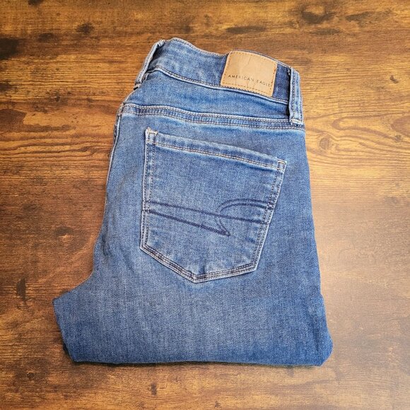 American Eagle Jeans 0 S Next Level Stretch Skinny Low Rise Medium Dark - Picture 3 of 12